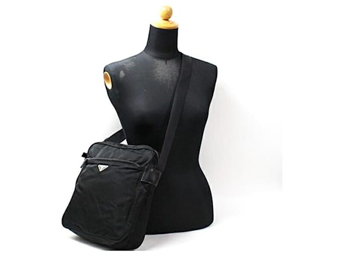 Borsa a tracolla in nylon Prada Nero Bianco - vista 4