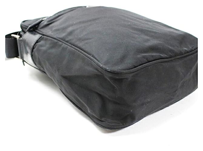 Borsa a tracolla in nylon Prada Nero Bianco - vista 6
