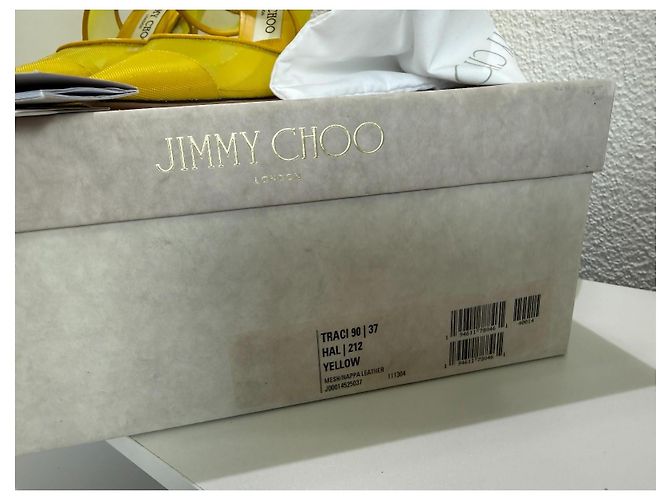 Jimmy Choo Traci 90 Décolleté Gialle Mesh e Pelle Giallo - vista 14