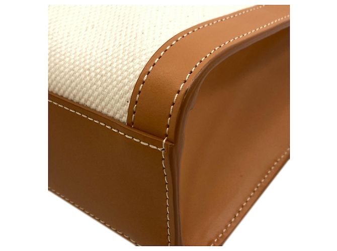 Céline Celine Vertikaler Cabas 2-Way Handtasche Weiß Beige - Ansicht 10