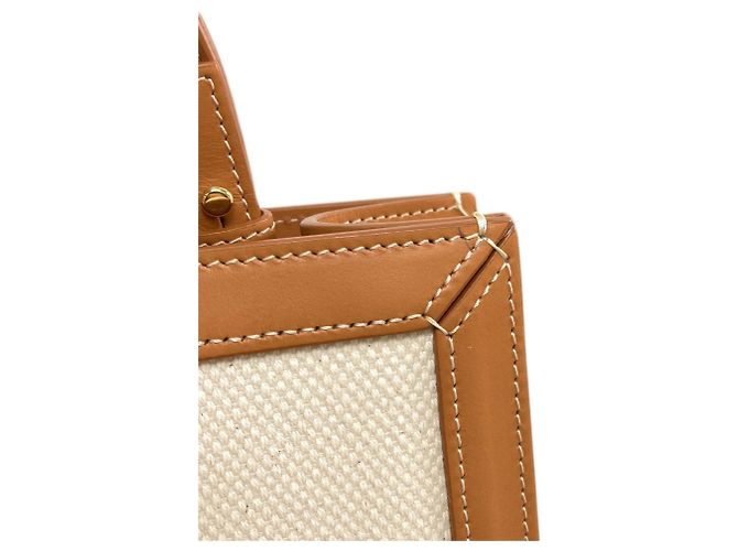 Céline Celine Vertikaler Cabas 2-Way Handtasche Weiß Beige - Ansicht 8