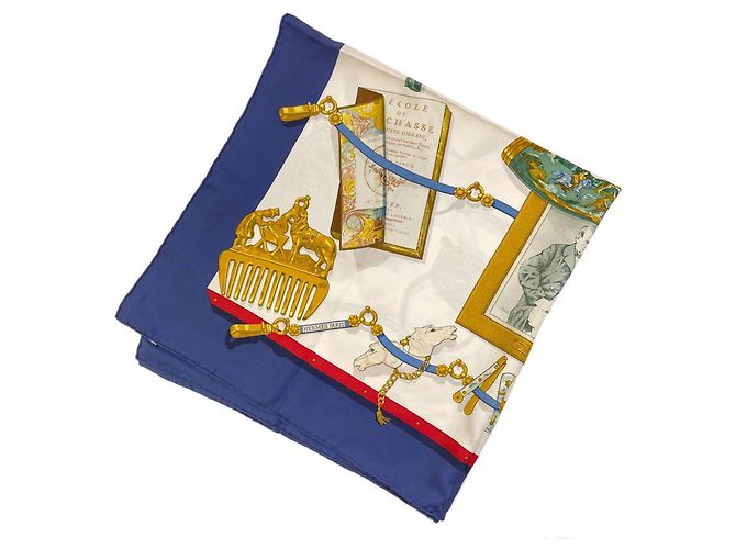 Hermès Hermes Seidentuch Carre 90 Memories Weiß Blau - Ansicht 2