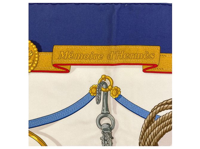 Hermès Hermes Seidentuch Carre 90 Memories Weiß Blau - Ansicht 4