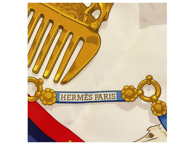 Hermès Hermes Seidentuch Carre 90 Memories Weiß Blau - Ansicht 5