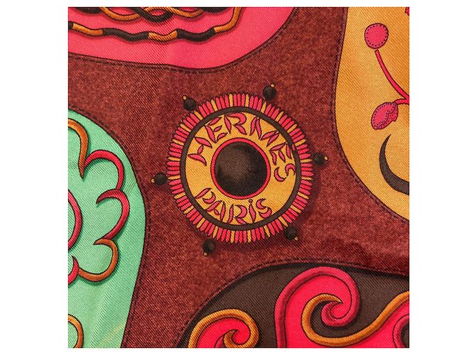 Hermès Foulard Hermes Carre 90 Festival Marrone - vista 5