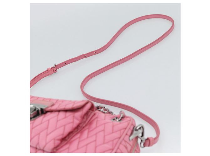 Borsa a tracolla con catena PRADA Nylon 2way Rosa Argento Auth ka5423A - vista 10