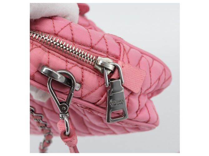Borsa a tracolla con catena PRADA Nylon 2way Rosa Argento Auth ka5423A - vista 16