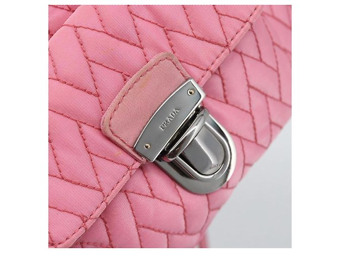 Borsa a tracolla con catena PRADA Nylon 2way Rosa Argento Auth ka5423A - vista 17