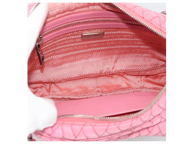 Borsa a tracolla con catena PRADA Nylon 2way Rosa Argento Auth ka5423A - vista 20