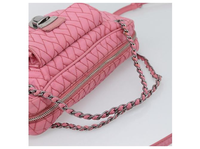 Borsa a tracolla con catena PRADA Nylon 2way Rosa Argento Auth ka5423A - vista 7