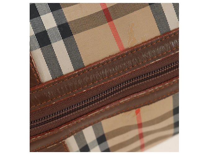 Borsa Boston Burberrys Nova Check in tela beige e oro Auth 192209 D'oro - vista 10