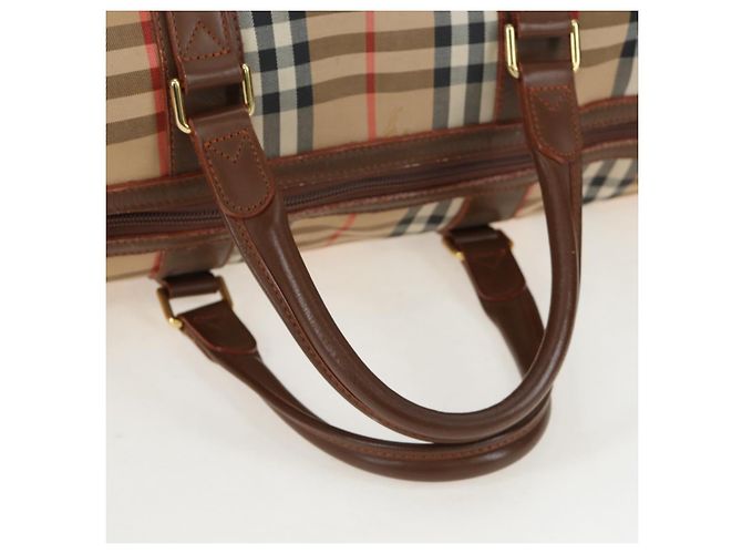 Borsa Boston Burberrys Nova Check in tela beige e oro Auth 192209 D'oro - vista 11