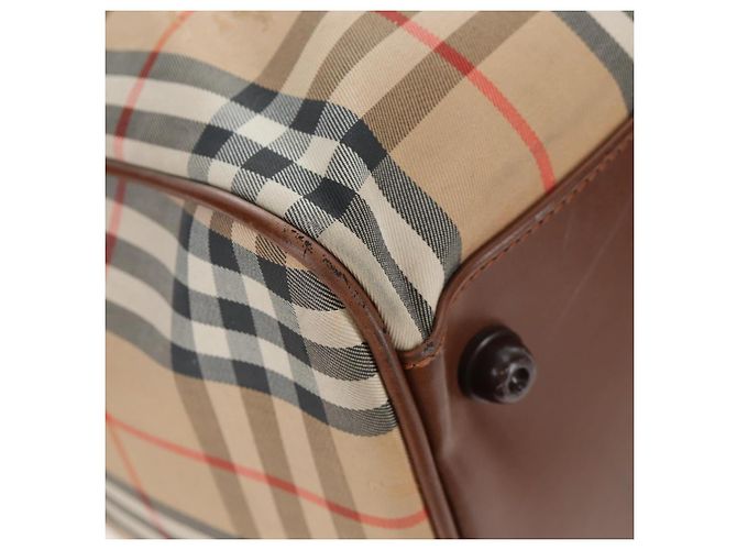 Borsa Boston Burberrys Nova Check in tela beige e oro Auth 192209 D'oro - vista 14