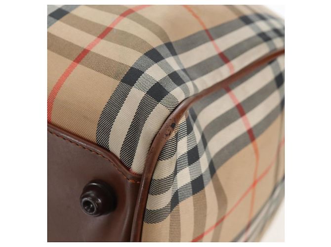 Borsa Boston Burberrys Nova Check in tela beige e oro Auth 192209 D'oro - vista 15