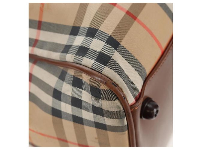 Borsa Boston Burberrys Nova Check in tela beige e oro Auth 192209 D'oro - vista 16