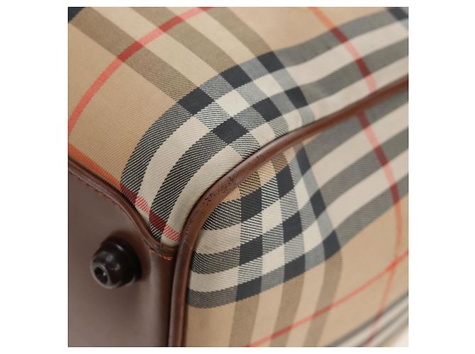 Borsa Boston Burberrys Nova Check in tela beige e oro Auth 192209 D'oro - vista 17
