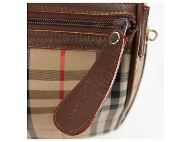 Borsa Boston Burberrys Nova Check in tela beige e oro Auth 192209 D'oro - vista 19