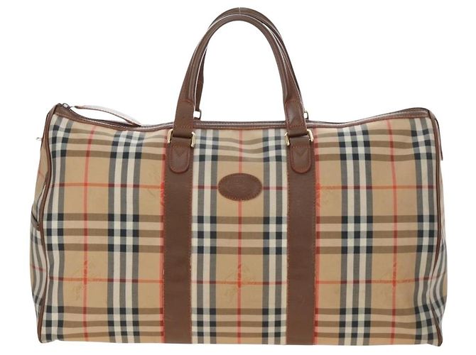 Borsa Boston Burberrys Nova Check in tela beige e oro Auth 192209 D'oro - vista 2