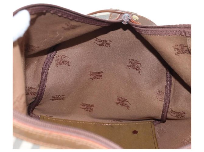 Borsa Boston Burberrys Nova Check in tela beige e oro Auth 192209 D'oro - vista 21