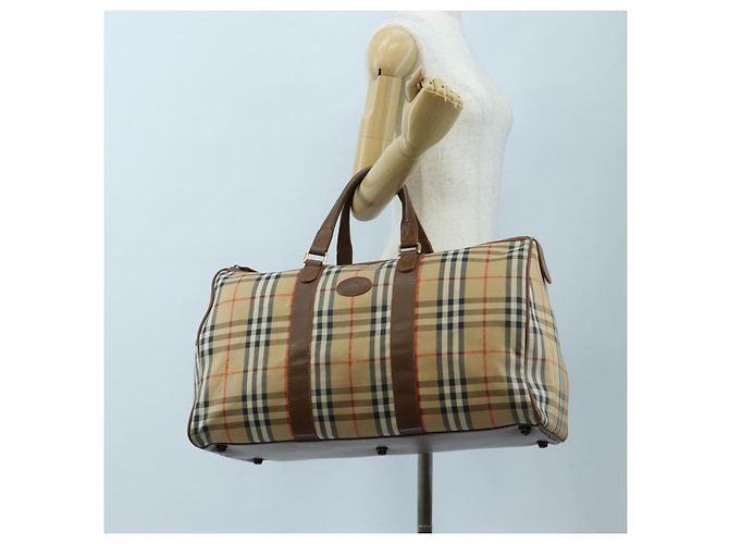 Borsa Boston Burberrys Nova Check in tela beige e oro Auth 192209 D'oro - vista 25
