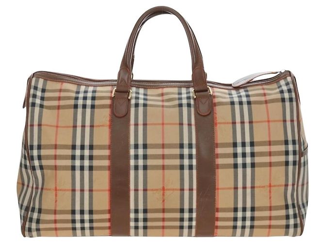 Borsa Boston Burberrys Nova Check in tela beige e oro Auth 192209 D'oro - vista 3