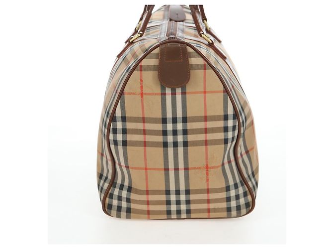 Borsa Boston Burberrys Nova Check in tela beige e oro Auth 192209 D'oro - vista 6