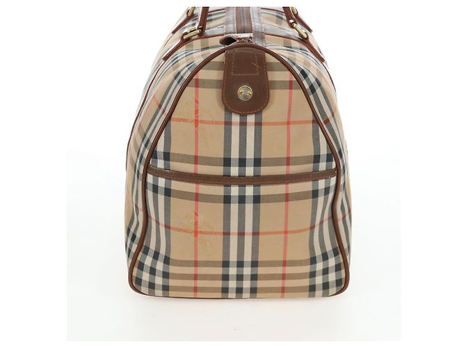 Borsa Boston Burberrys Nova Check in tela beige e oro Auth 192209 D'oro - vista 7