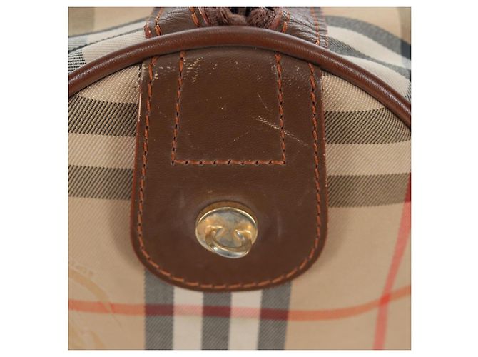 Borsa Boston Burberrys Nova Check in tela beige e oro Auth 192209 D'oro - vista 8