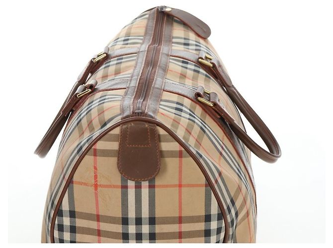 Borsa Boston Burberrys Nova Check in tela beige e oro Auth 192209 D'oro - vista 9