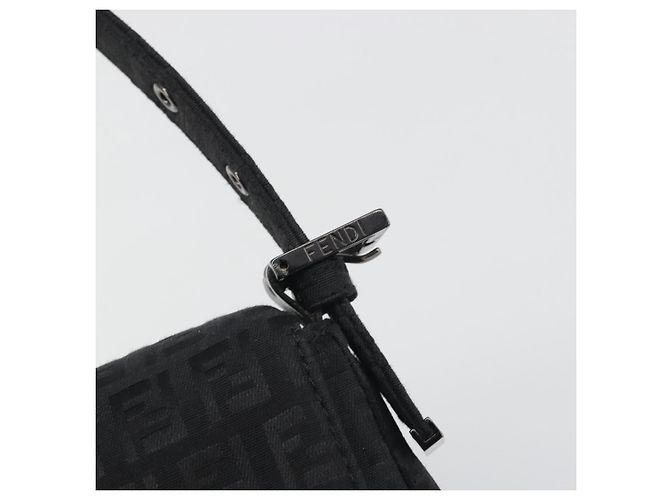 FENDI Zucchino Canvas Mamma Baguette Borsa a Spalla Nera 8BR000 Auth yk20682SAM Nero - vista 14