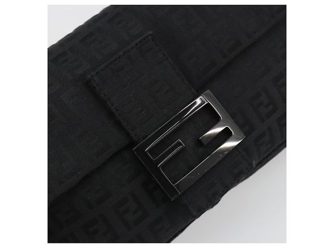FENDI Zucchino Canvas Mamma Baguette Borsa a Spalla Nera 8BR000 Auth yk20682SAM Nero - vista 15