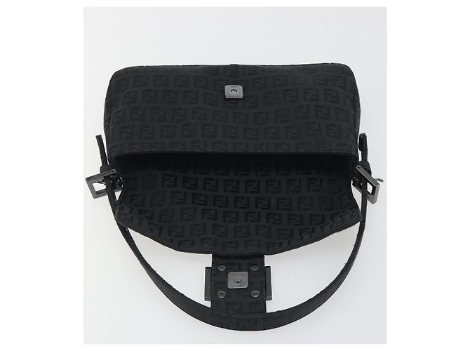 FENDI Zucchino Canvas Mamma Baguette Borsa a Spalla Nera 8BR000 Auth yk20682SAM Nero - vista 16