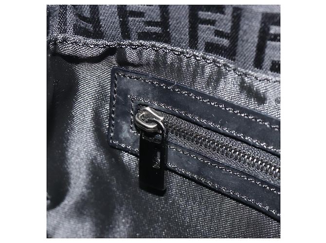FENDI Zucchino Canvas Mamma Baguette Borsa a Spalla Nera 8BR000 Auth yk20682SAM Nero - vista 22