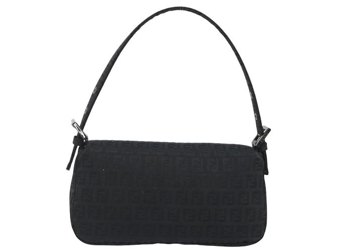 FENDI Zucchino Canvas Mamma Baguette Borsa a Spalla Nera 8BR000 Auth yk20682SAM Nero - vista 3