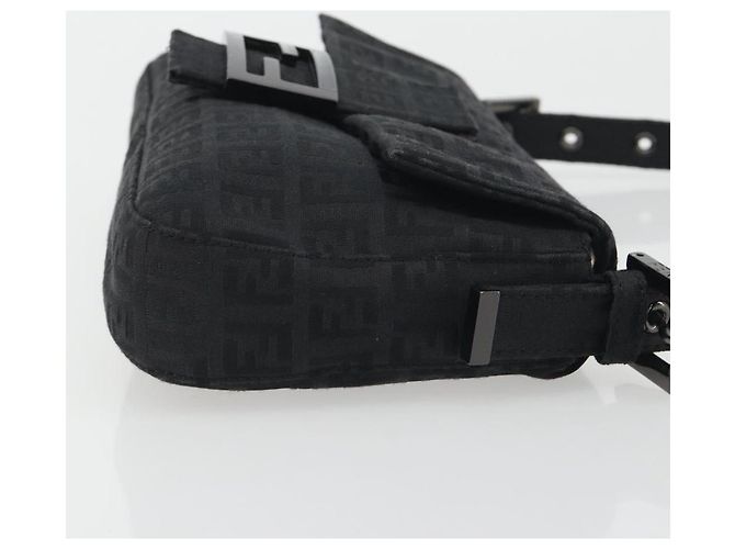 FENDI Zucchino Canvas Mamma Baguette Borsa a Spalla Nera 8BR000 Auth yk20682SAM Nero - vista 4