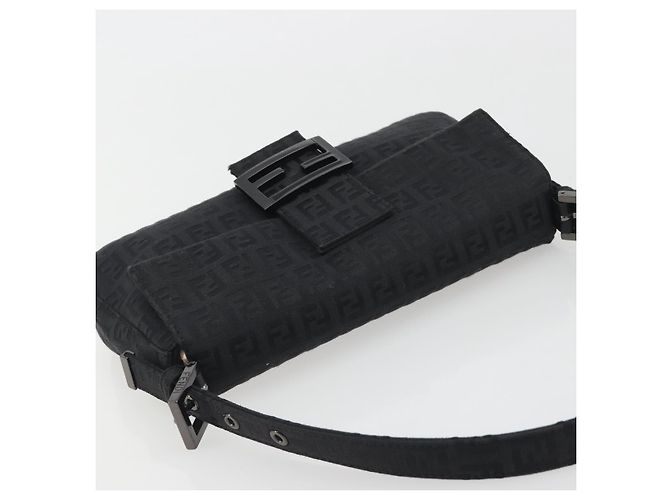 FENDI Zucchino Canvas Mamma Baguette Borsa a Spalla Nera 8BR000 Auth yk20682SAM Nero - vista 6