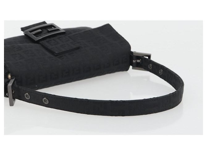 FENDI Zucchino Canvas Mamma Baguette Borsa a Spalla Nera 8BR000 Auth yk20682SAM Nero - vista 7