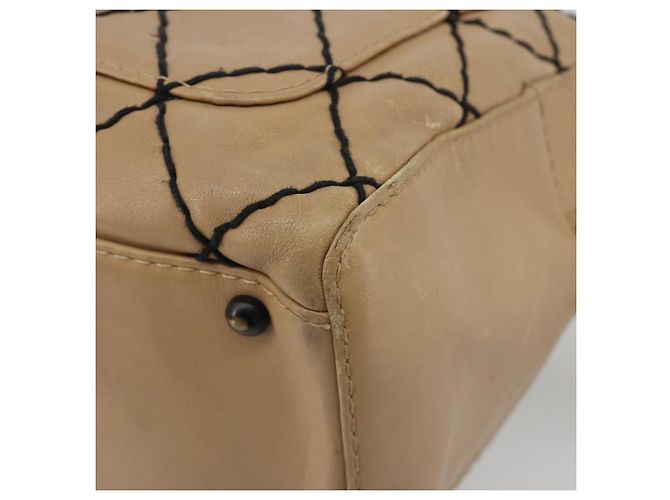 Bolsa CHANEL Wild Stitch em couro Perfo Bege Ouro CC Auth mr2706 Dourado - vista 13