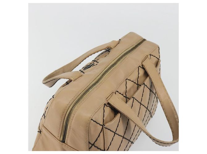 Bolsa CHANEL Wild Stitch em couro Perfo Bege Ouro CC Auth mr2706 Dourado - vista 6