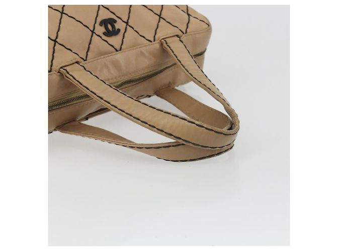 Bolsa CHANEL Wild Stitch em couro Perfo Bege Ouro CC Auth mr2706 Dourado - vista 7