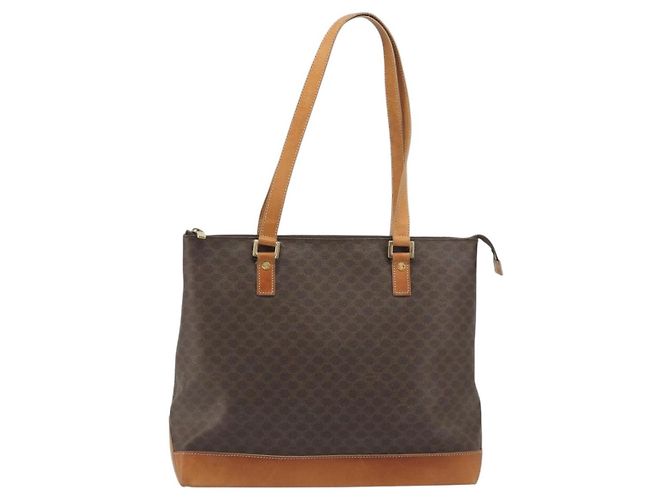 Céline Borsa Tote CELINE Macadam in PVC e pelle marrone con finiture dorate Auth ep15259 - vista 2
