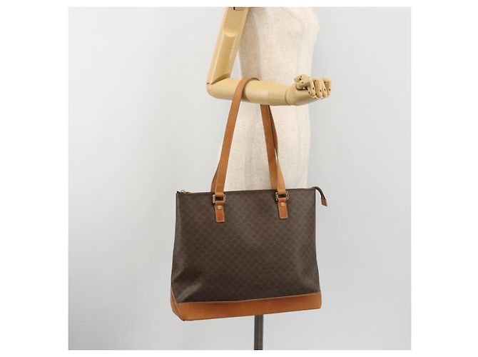 Céline Borsa Tote CELINE Macadam in PVC e pelle marrone con finiture dorate Auth ep15259 - vista 22