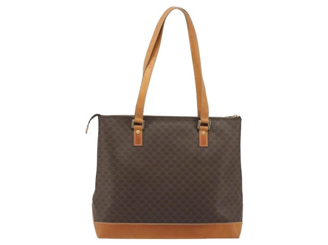 Céline Borsa Tote CELINE Macadam in PVC e pelle marrone con finiture dorate Auth ep15259 - vista 3