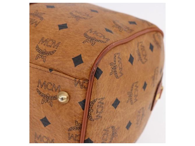 Borsa Boston MCM Logogram Vicetos in PVC e pelle Marrone Oro Auth 193130 D'oro - vista 11