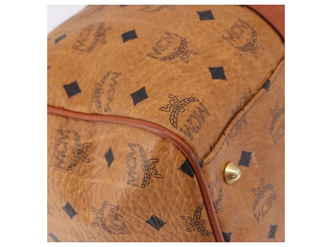 Borsa Boston MCM Logogram Vicetos in PVC e pelle Marrone Oro Auth 193130 D'oro - vista 12