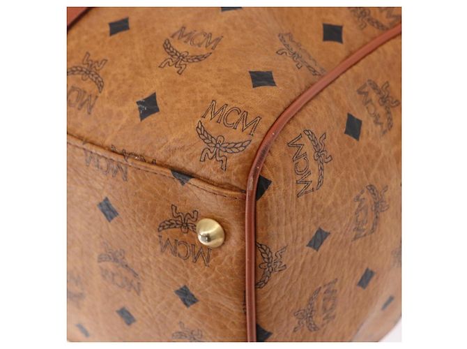 Borsa Boston MCM Logogram Vicetos in PVC e pelle Marrone Oro Auth 193130 D'oro - vista 13