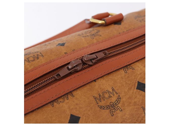 Borsa Boston MCM Logogram Vicetos in PVC e pelle Marrone Oro Auth 193130 D'oro - vista 14