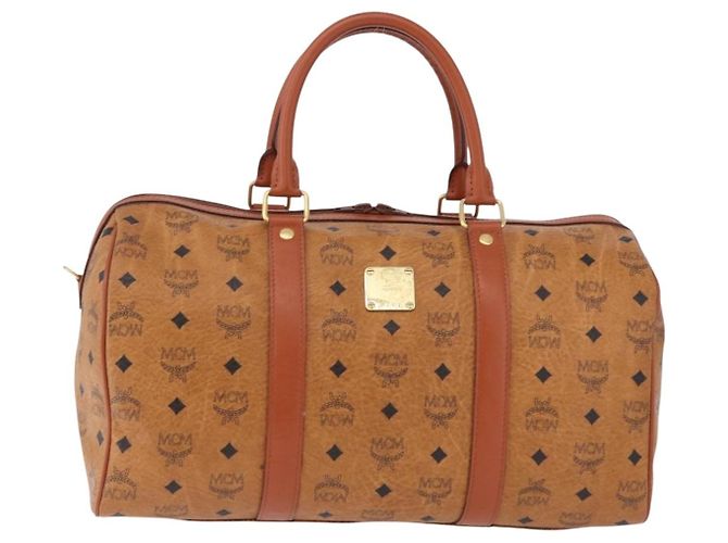 Borsa Boston MCM Logogram Vicetos in PVC e pelle Marrone Oro Auth 193130 D'oro - vista 2
