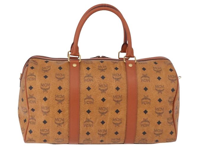 Borsa Boston MCM Logogram Vicetos in PVC e pelle Marrone Oro Auth 193130 D'oro - vista 3