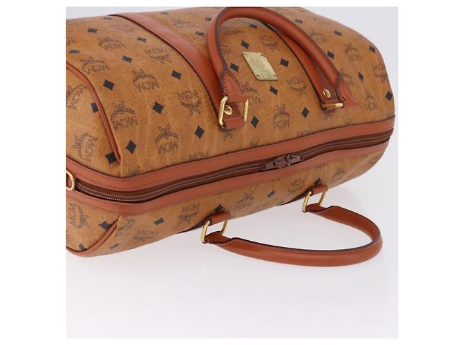 Borsa Boston MCM Logogram Vicetos in PVC e pelle Marrone Oro Auth 193130 D'oro - vista 6